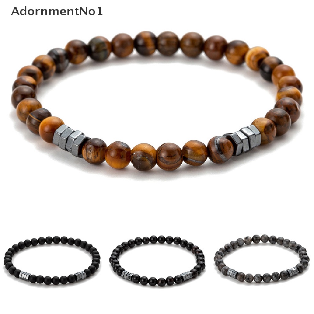 (AdornmentNo1) Gelang Tangan Manik-Manik Batu Tiger Eye Natural Untuk Pria