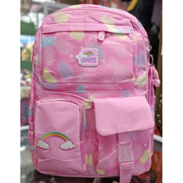 RANSEL SEKOLAH  SD/SMP RAINBOW MODEL GRADASI PINK/UNGGU KOREA