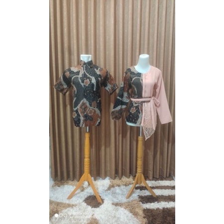 COUPLE BAJU BAJU BATIK WANITA MODERN KATUN MIX BROKAT TILE+