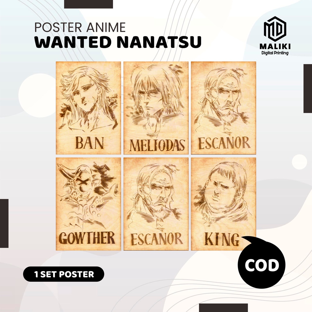 Poster Wanted Nanatsu No Taizai Seven Deadly Sins 1 set (7pcs) uk A4