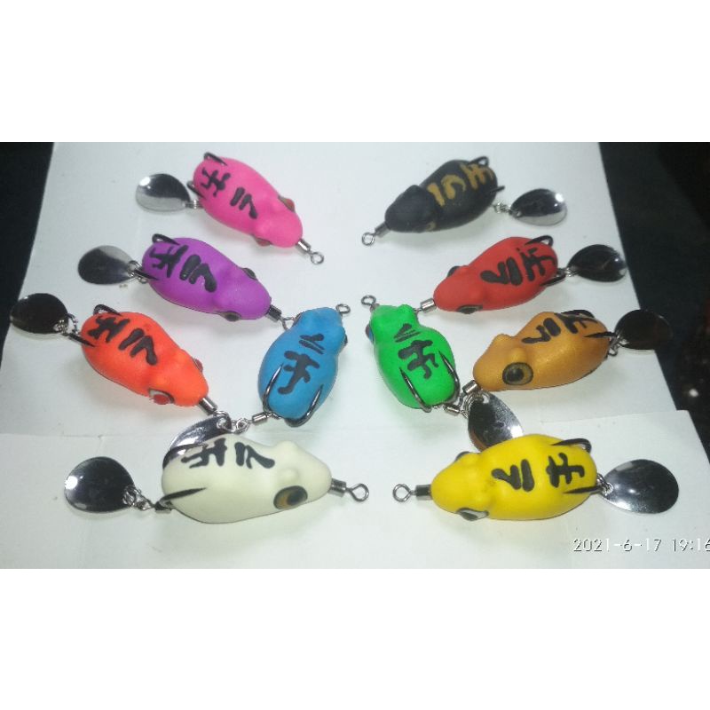 soft frog, lure murah, kodok palsu, umpan gabus/haruan. Model japan style ukuran 3cm 10 varian warna