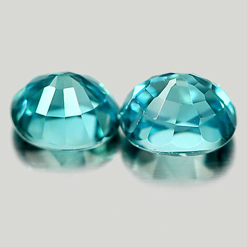 Pair VS Oval 1.75ct Tcw 5.4x4.4x4mm Natural Blue Zircon Cambodia ZN168