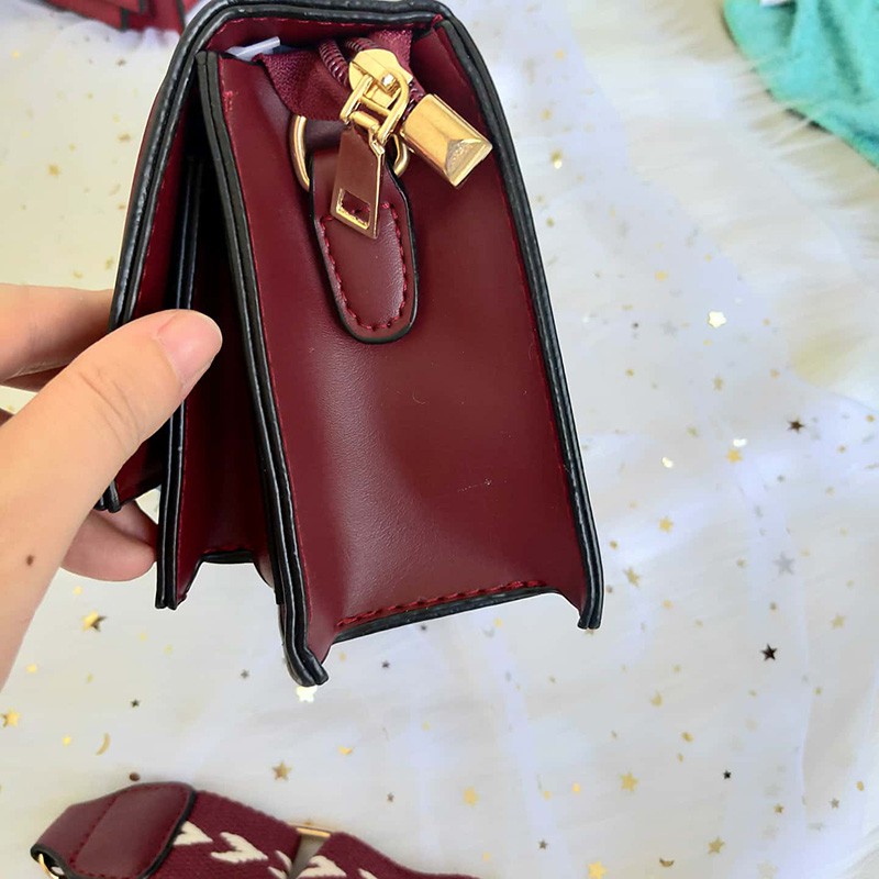 (COD)tas selempang wanita cewek Kain kotak-kotak fashion lebar tali slingbag impor murah