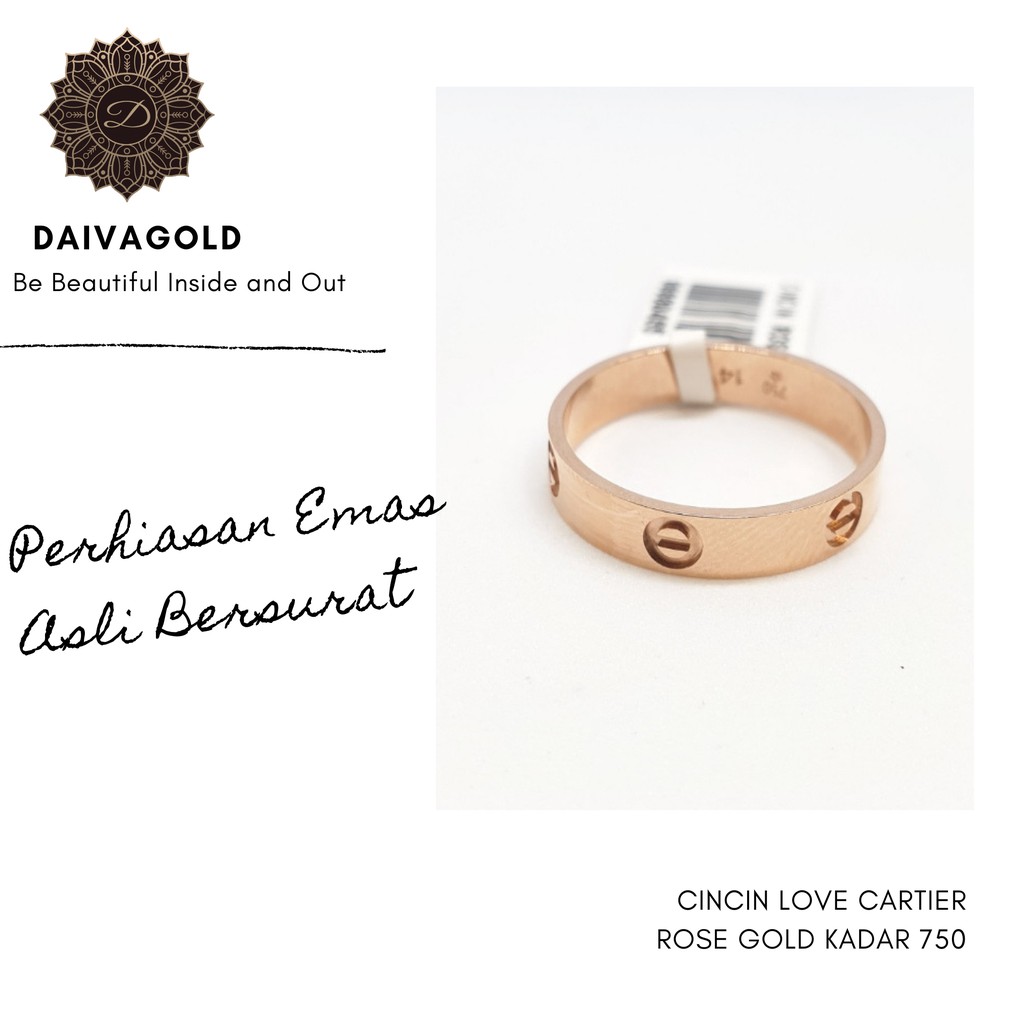 Cincin Emas Asli Love Cartier Kadar 750
