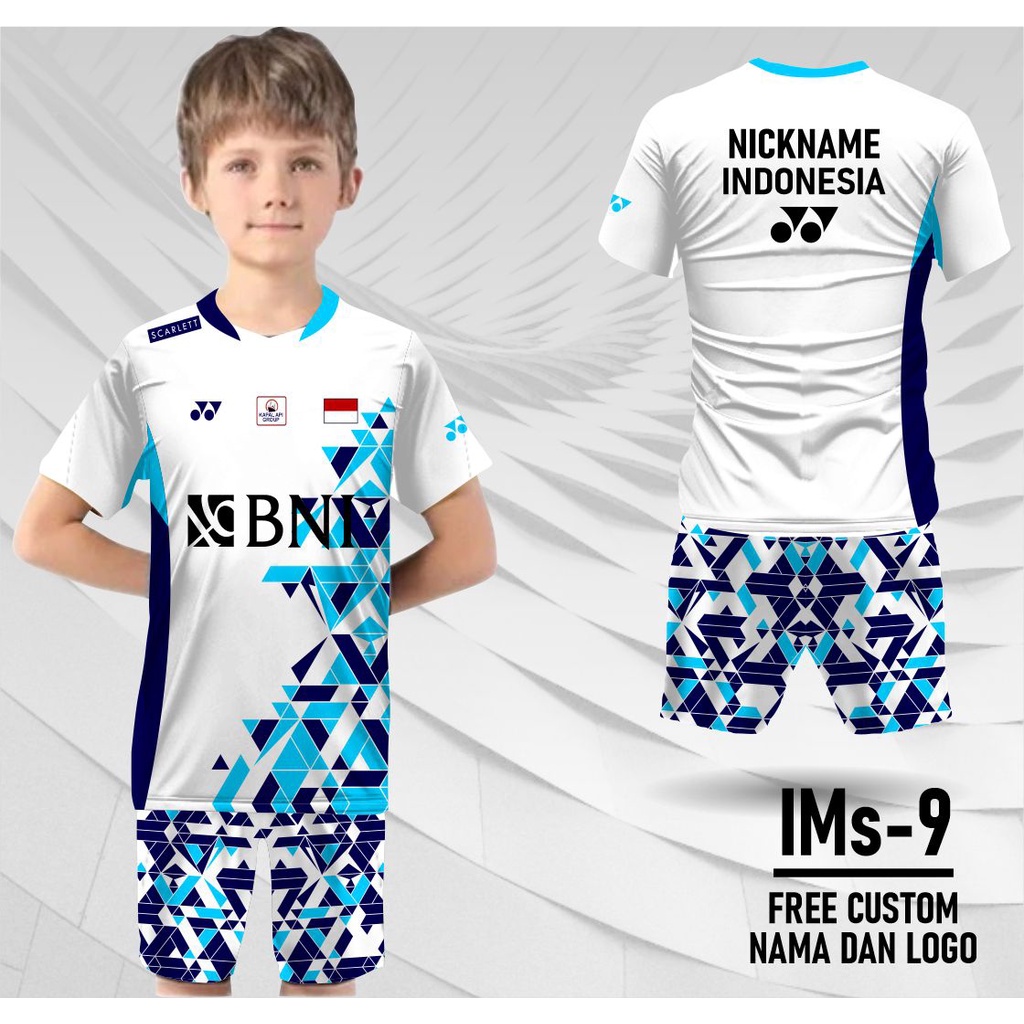Setelan Jersey Anak Badminton Yonex Indonesia Open 2022 Baju Bulutangkis IMS 09