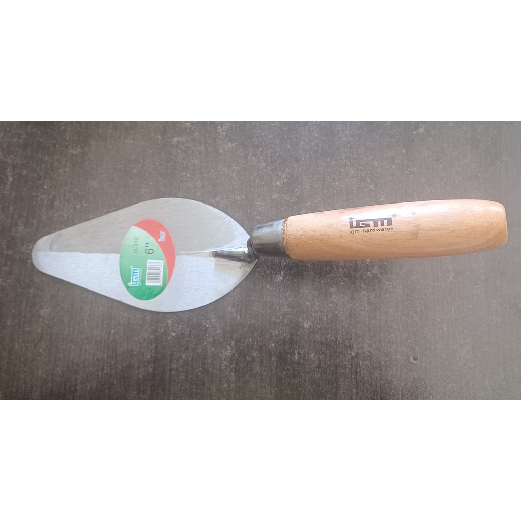 Sendok semen gagang kayu oval 6" - IGM