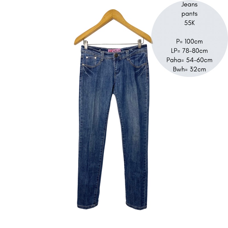 celana jeans panjang wanita denim pants dark blue second bekas preloved