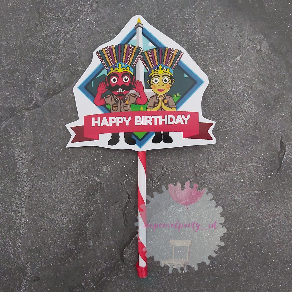 Cake Cupcake Topper Tusukan Kue Happy Birthday Ondel Ondel Jakarta