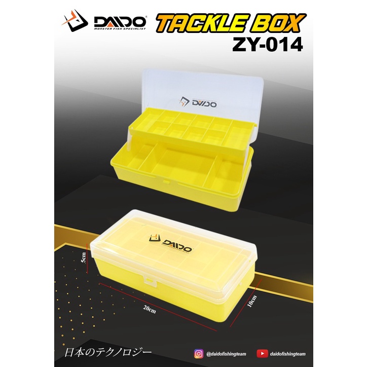 Kotak Kail Pancing Susun Tingkat Daido ZY-014 (20cm x 10cm x 5cm) Kuning Murah - Engkus Fishing