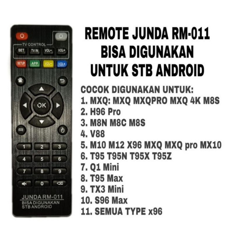 Remote MULTI Android TV BOX ALL Type MXQ MX10 V88 T95 TX X96 DLL - JUN DA RM-011