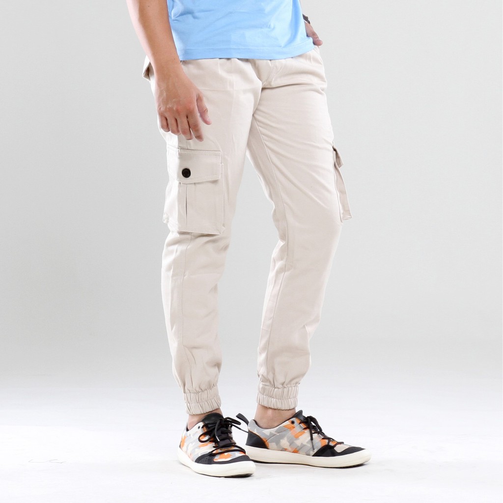 Celana Panjang Pria Utility Jogger Cargo Tactical Joger Pants Kargo Big Size Jumbo Size (Cream)