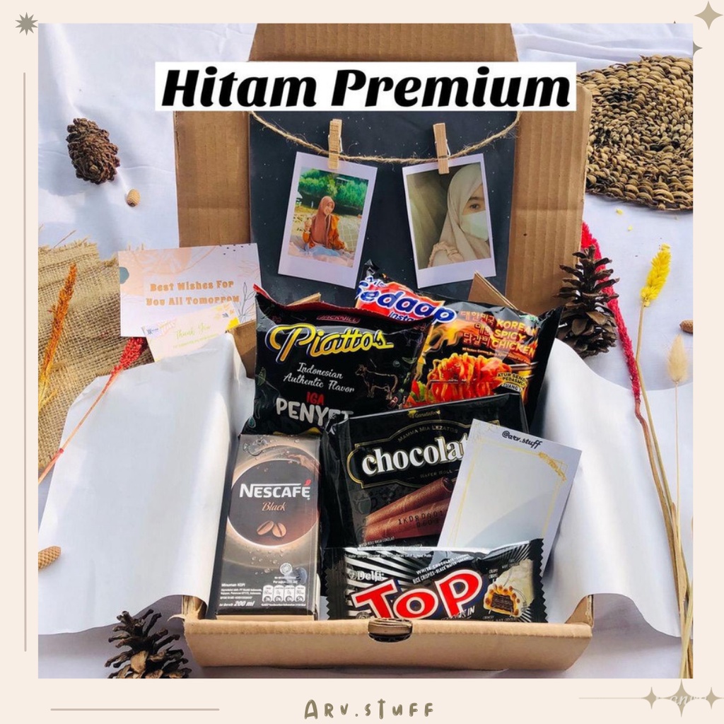 HAMPERS SNACK HITAM BLACK SERIES/ Hampers gift box parcel lebaran termurah hampers ultah kado murah alat sholat hadiah hari raya murah viral termurah se shopee