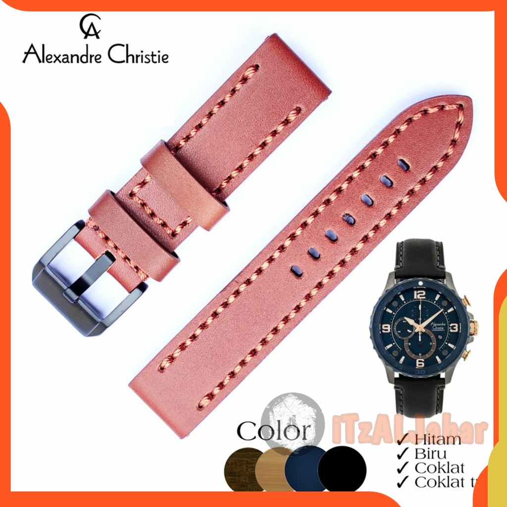 Tali jam tangan Alexandre christie 6505 kulit Asli Leather strap