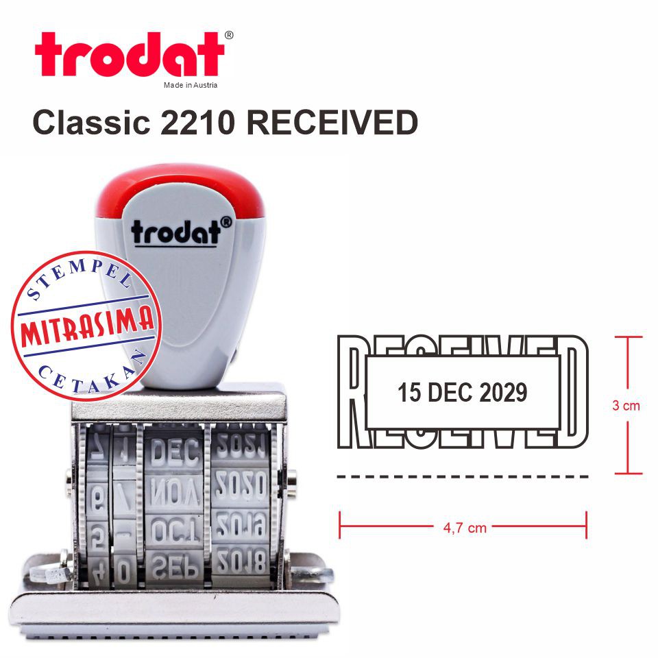 

Stempel Trodat 2210 RECEIVED dengan tanggal model klasik konvensional