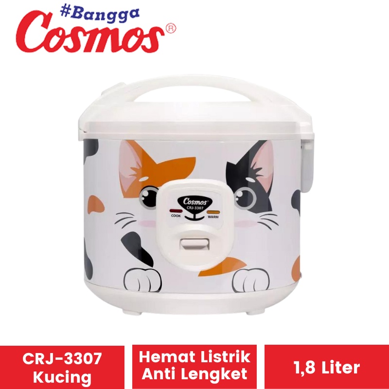 Magic Com Cosmos CRJ-3307 Garansi Resmi | Penghangat Penanak Nasi Rice Cooker Magikom CRJ 3307 Karakter Kucing Koala HarimauMagicom Magickom Mejikom Meijikom