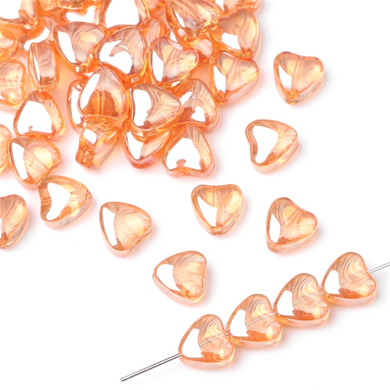 20pcs 8x8mm Manik-Manik Kristal Hati Peach Lapis Kaca Untuk Membuat Perhiasan Handmade DIY Aksesoris