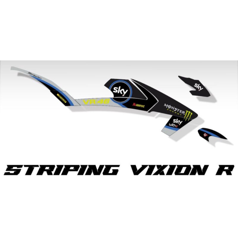 STRIPING STICKER YAMAHA VIXION R SKY VR46 BLACK
