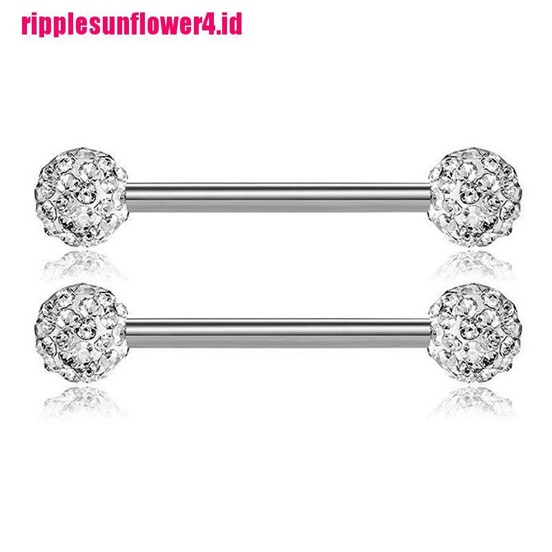 16pcs / set Anting Tindik Puting Bahan Stainless Steel Dengan Kristal