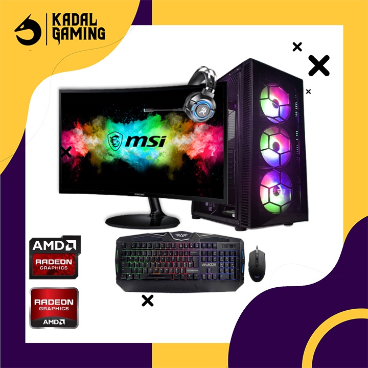 Komputer PC Gaming Fullset AMD A8 7600 VGA Radeon 8GB RAM Gaming Desain Client Server Kantor