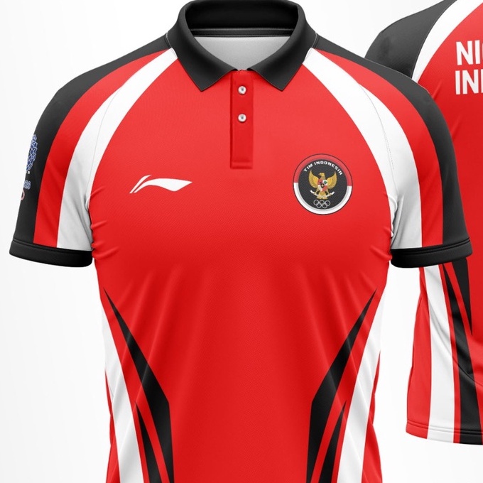 KAOS TEAM OLIMPIADE 2021 JERSEY POLO TIM KONTINGEN INDONESIA TOKYO 2020 MERAH