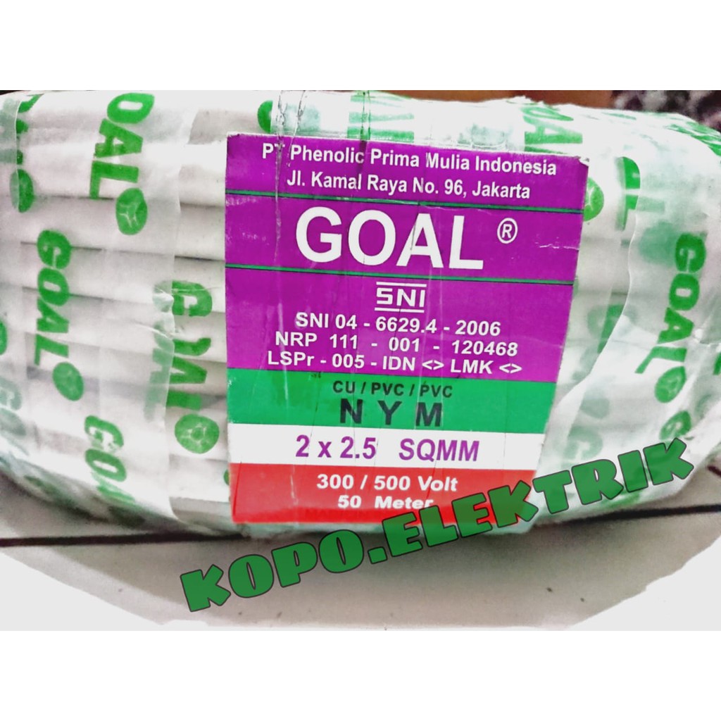 Kabel GOAL NYM 2X2.5mm SNI Tunggal
