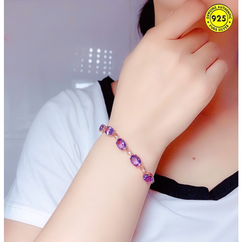 Amethyst Bracelet Colored Gems Bracelet Women's Full Diamond Egg Shape Hand Jewelry