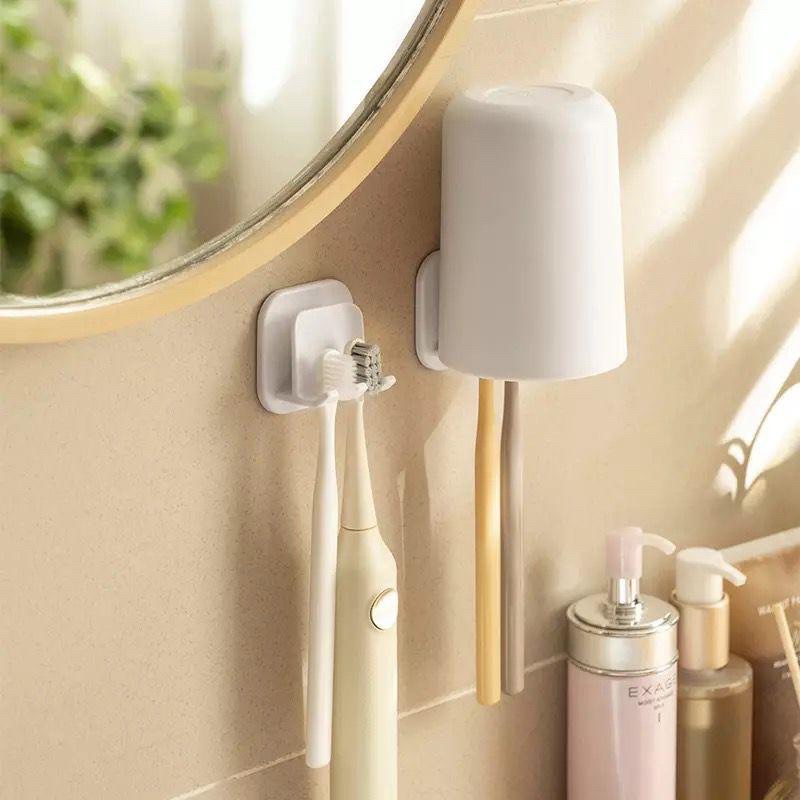 HOLDER GANTUNGAN TEMPAT SIKAT GIGI DAN GELAS KUMUR 2IN1 / TOOTHBRUSH HOOK HOLDER ANS0128