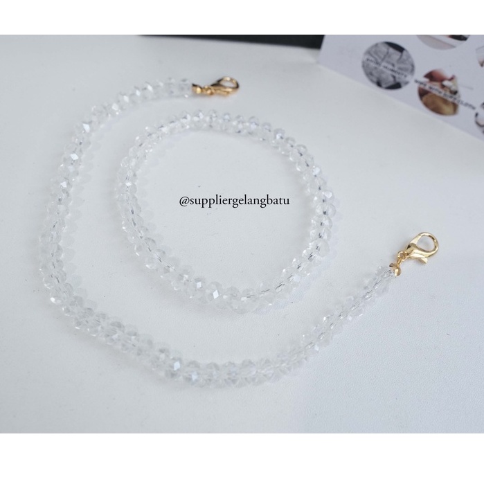 KONEKTOR masker hijab dan gelang KRISTAL CEKO WHITE QUARTZ strap mask