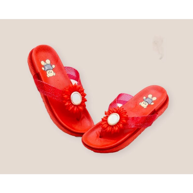 sandal karet Anak jepit motif bunga