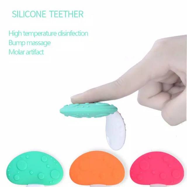 1234OS Teether / Gigitan Bayi / Mainan Teether Bentuk Jamur Bahan Silicone - BPA Free Untuk Bayi 3Months+