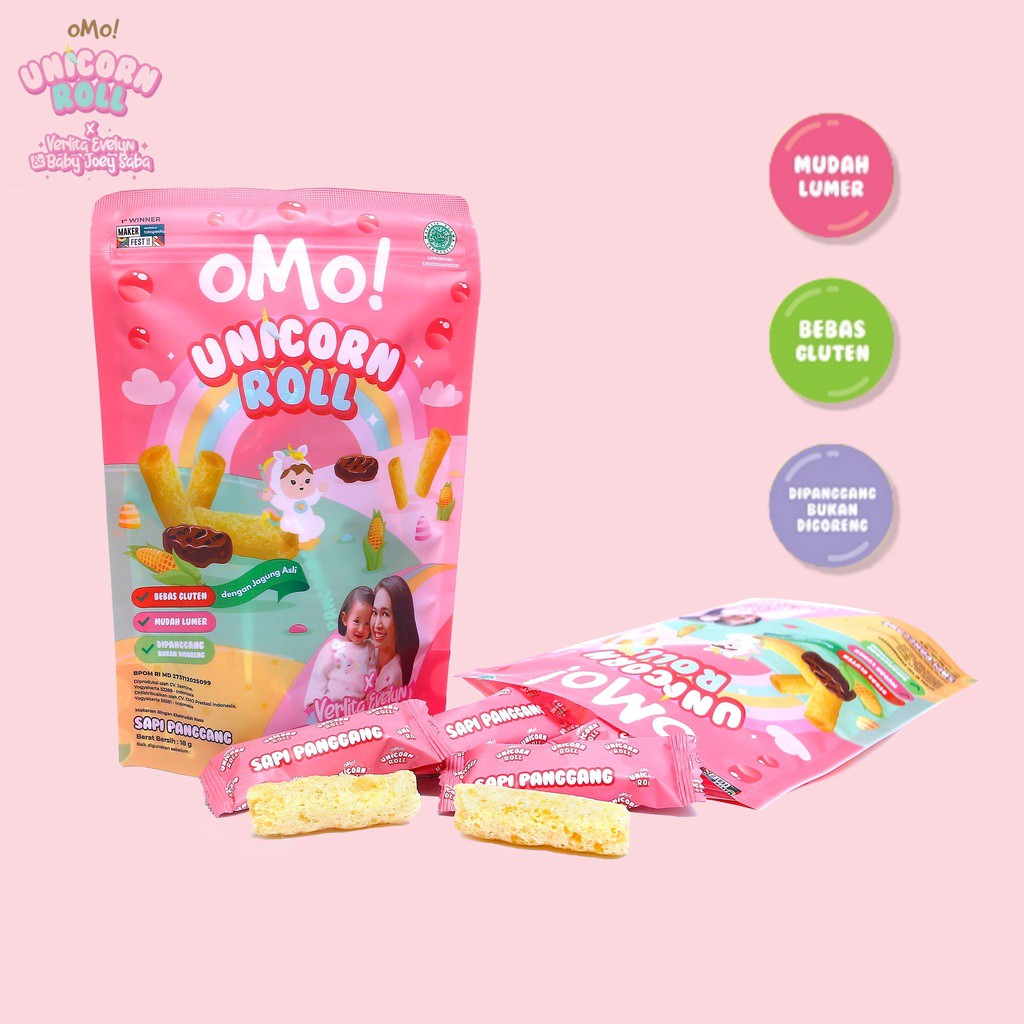 OMO! Snack Unicorn Roll 4 Rasa / Snack Sehat Cemilan Anak Bayi