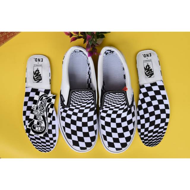 Sepatu Vans Slip on Checkerboard VERTIGO 100% PREMIUM ORIGINAL