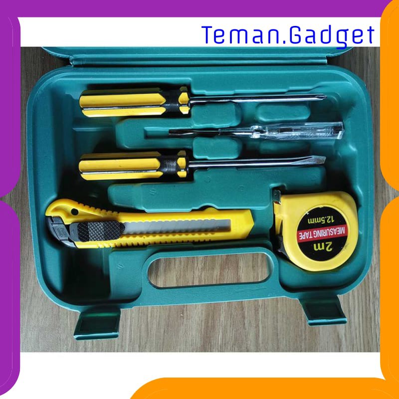 TG-DE060 OnnFang Alat Set Perkakas Palu Tang Obeng Cutter Meteran 8 in 1 PE-HD1