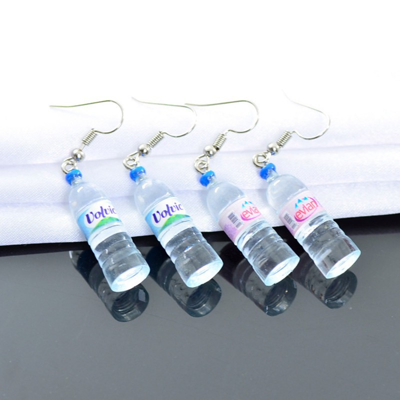 ineral Water Bottle Earrings Long Cute Ear Clip On Earring No Ear Hole Earrings