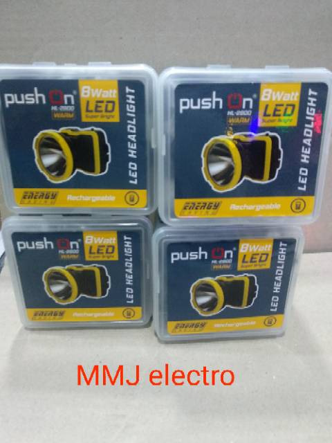 Senter Kepala Push On 8w Super Terang HL 2800 Warm &amp; White