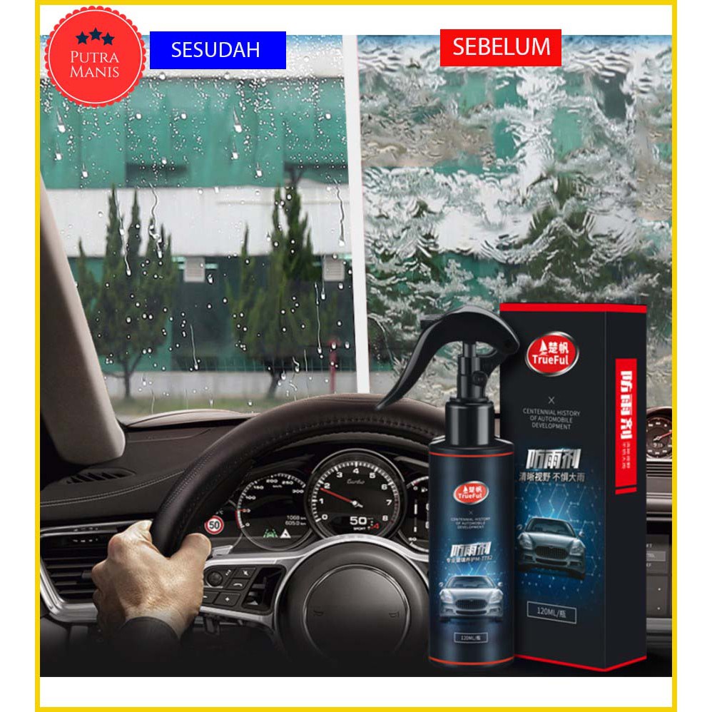 anti ebun buram saat hujan Nano coating Pelindung anti air hujan embun kaca mobil Trueful 120ml