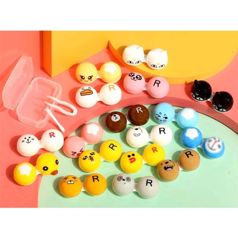 Kotak softlens Travel karakter dan bunga