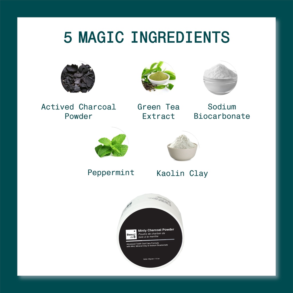 PAKET HEMAT 2 | Minty Charcoal Powder for Teeth Detoxification | Beaudelab Arang Aktif Detoks Karang & Pemutih Gigi | 30 gr-6