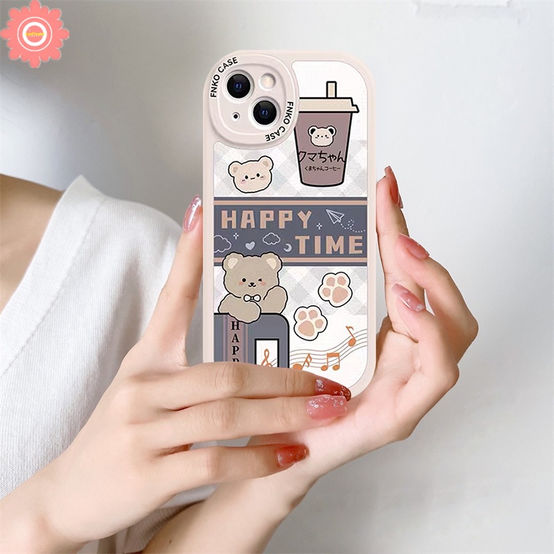 Milk Tea Happy Time Kartun Beruang Kisi Silicon Soft Tpu Case Redmi 12C 9 9A 10 9C NFC 9T 10C Redmi Note8 9 11Pro 9Pro 10Pro Max 11 10 9s 11s 10s Xiaomi POCO M3 X3 Pro X3 NFC