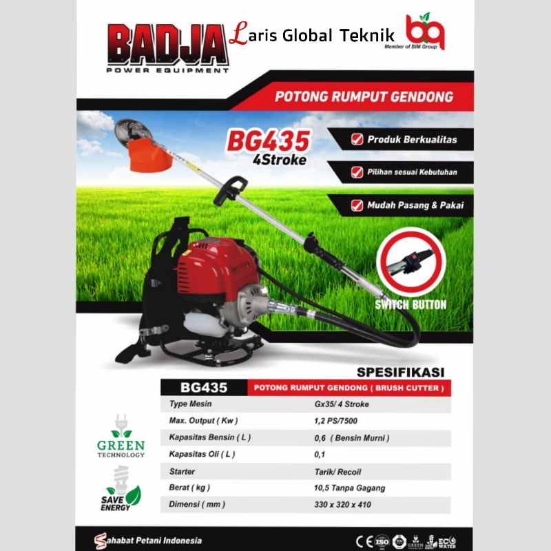 BADJA Mesin potong rumput 4 tak BG435 4 Stroke bensin murni
