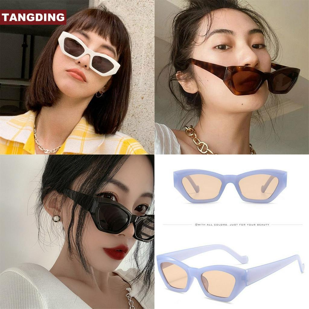 【COD Tangding】Fashion Cat Eye Sunglasses Personalized Jelly-colored Sunglasses Cross-Border Polygon Sunglasses Tide