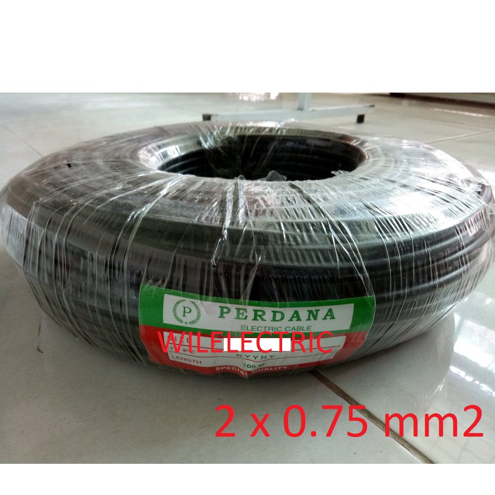 PERDANA Kabel listrik serabut NYYHY 2 x 0.75 2x0.75 mm hitam 100m rol