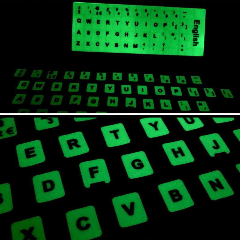 Stiker Keyboard Glow In the Dark Korea Arab English