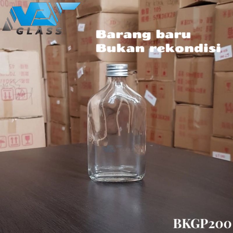 BKGP200 botol kaca polos baru 200ml / botol kaca gepeng / kotak square
