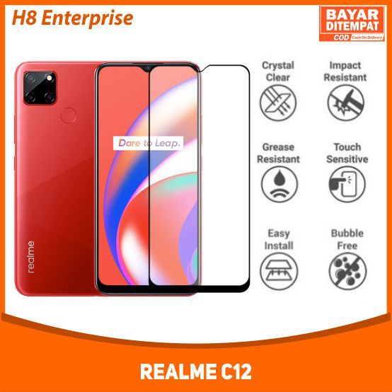 Tempered Glass Full Realme C12 Anti Gores Kaca Full Layar