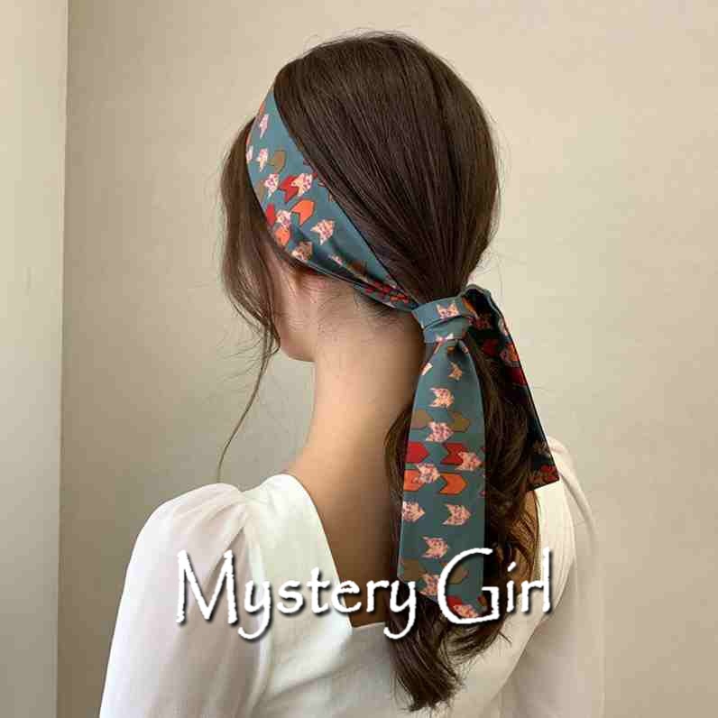 Mysterygirl -Jedai Rambut Syal Mini Scarf Twilly, Scarf Leher, Scarf Tas, Bahan High Grade Silk Ikat rambutI Motif Bunga