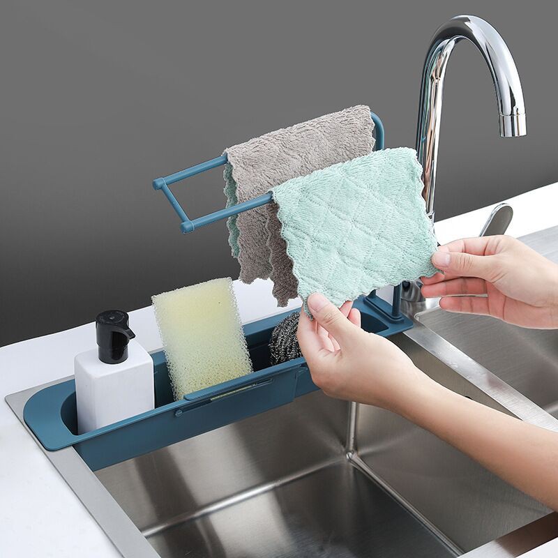 Rak Penyimpanan Spon Dapur kain lap 987A Rak Wastafel flexible Tanpa Bor Sink Storage rack