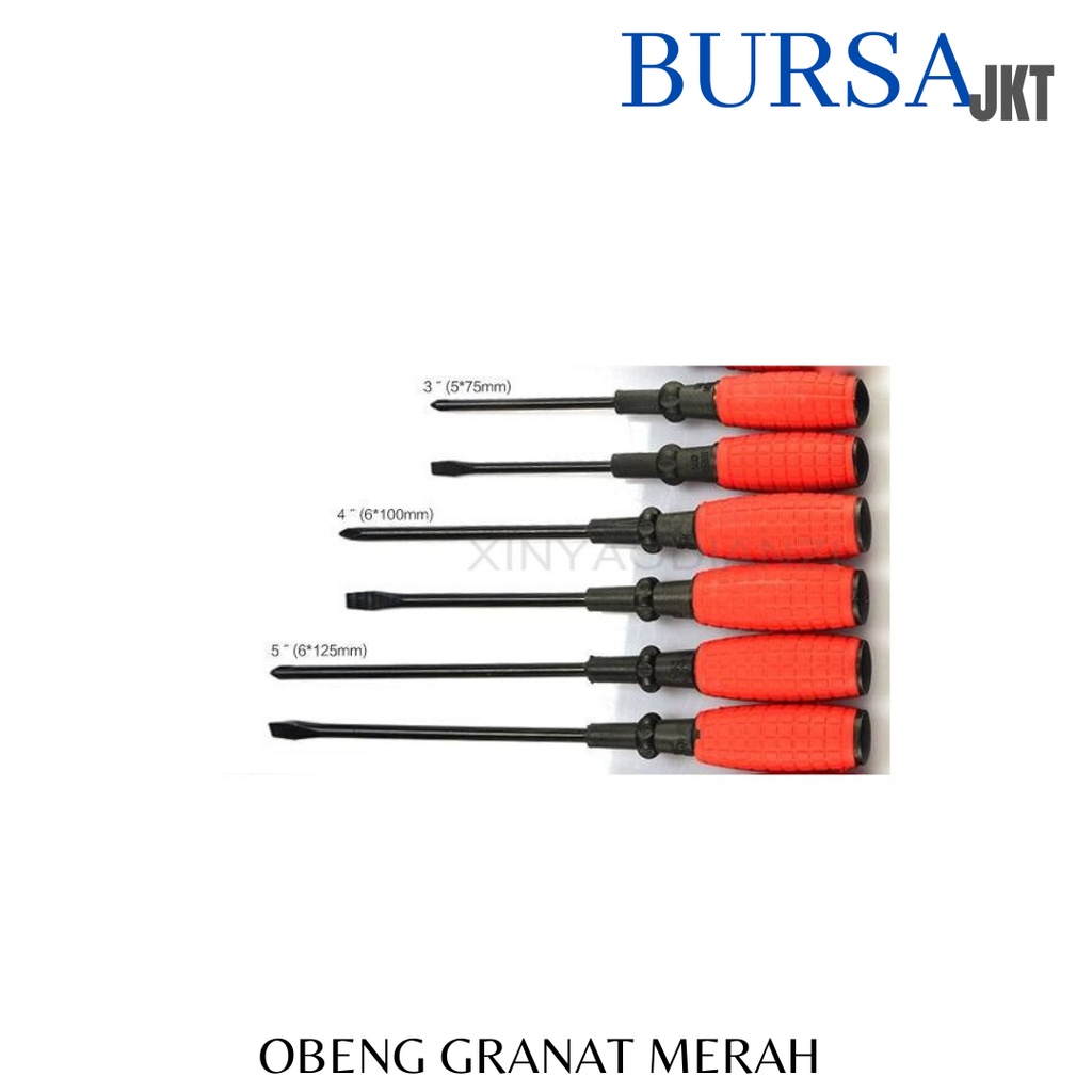 OBENG KARET MODEL GRANAT MERAH 4 MM PANJANG 160 MM PLUS DAN MINUS