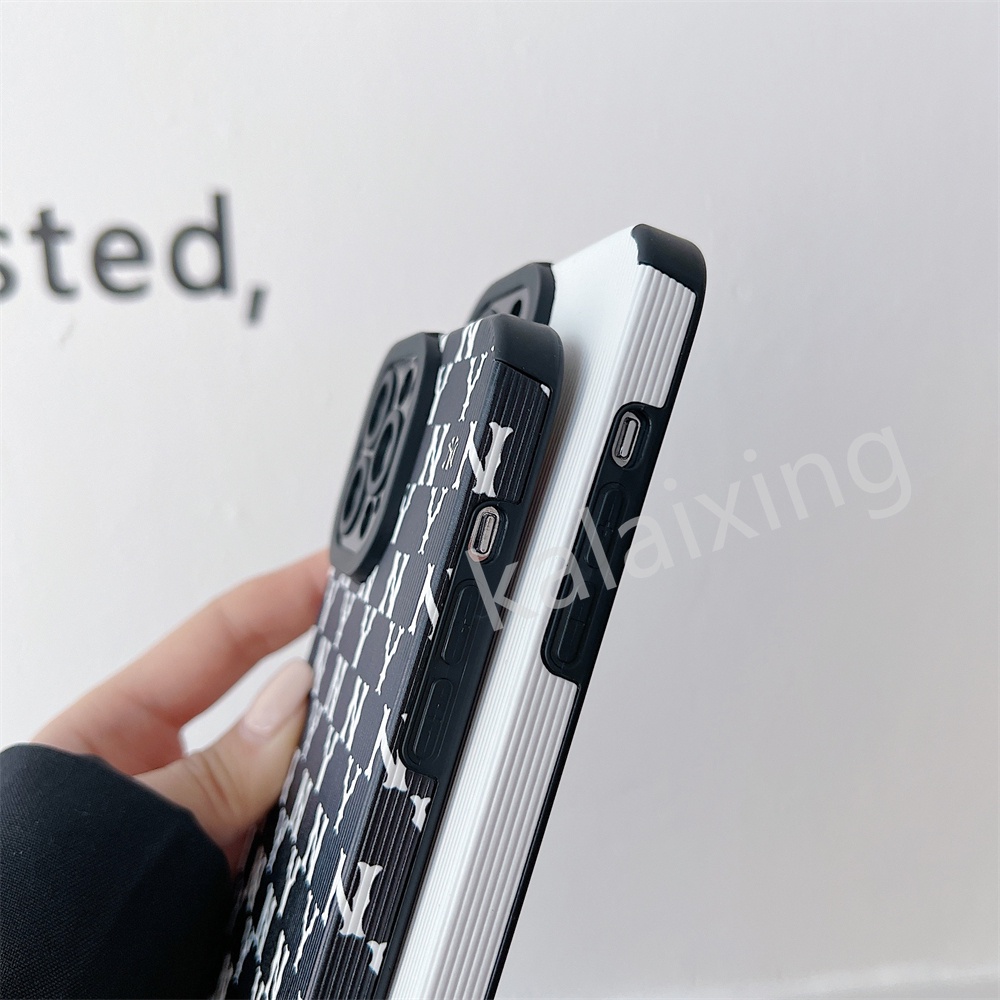 Case Motif Garis Vertikal Warna Hitam Putih Untuk iPhone 13 Pro Max 7 8 Plus Xr X Xs Max