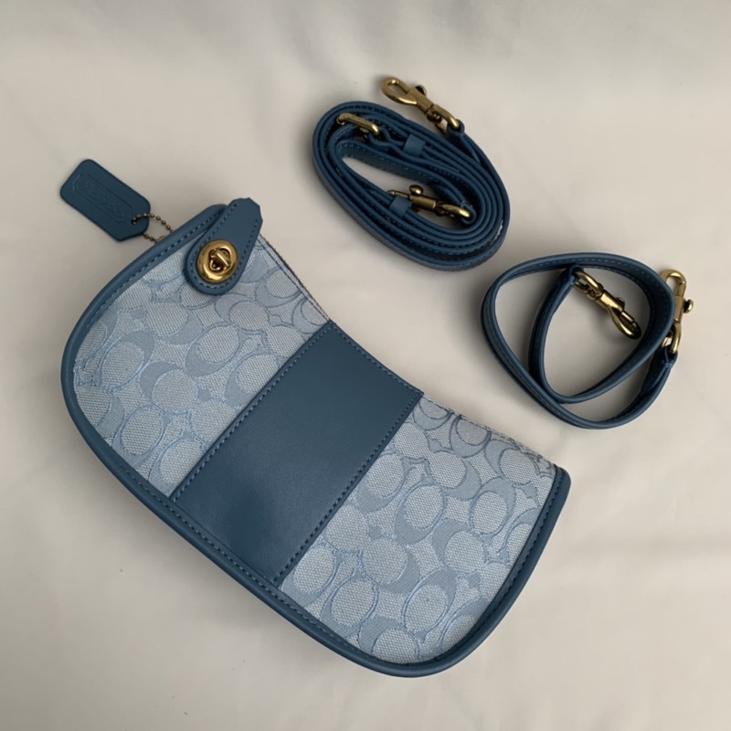 Coach Top Handle Swinger Bag in Marble Blue Azure(C0721)